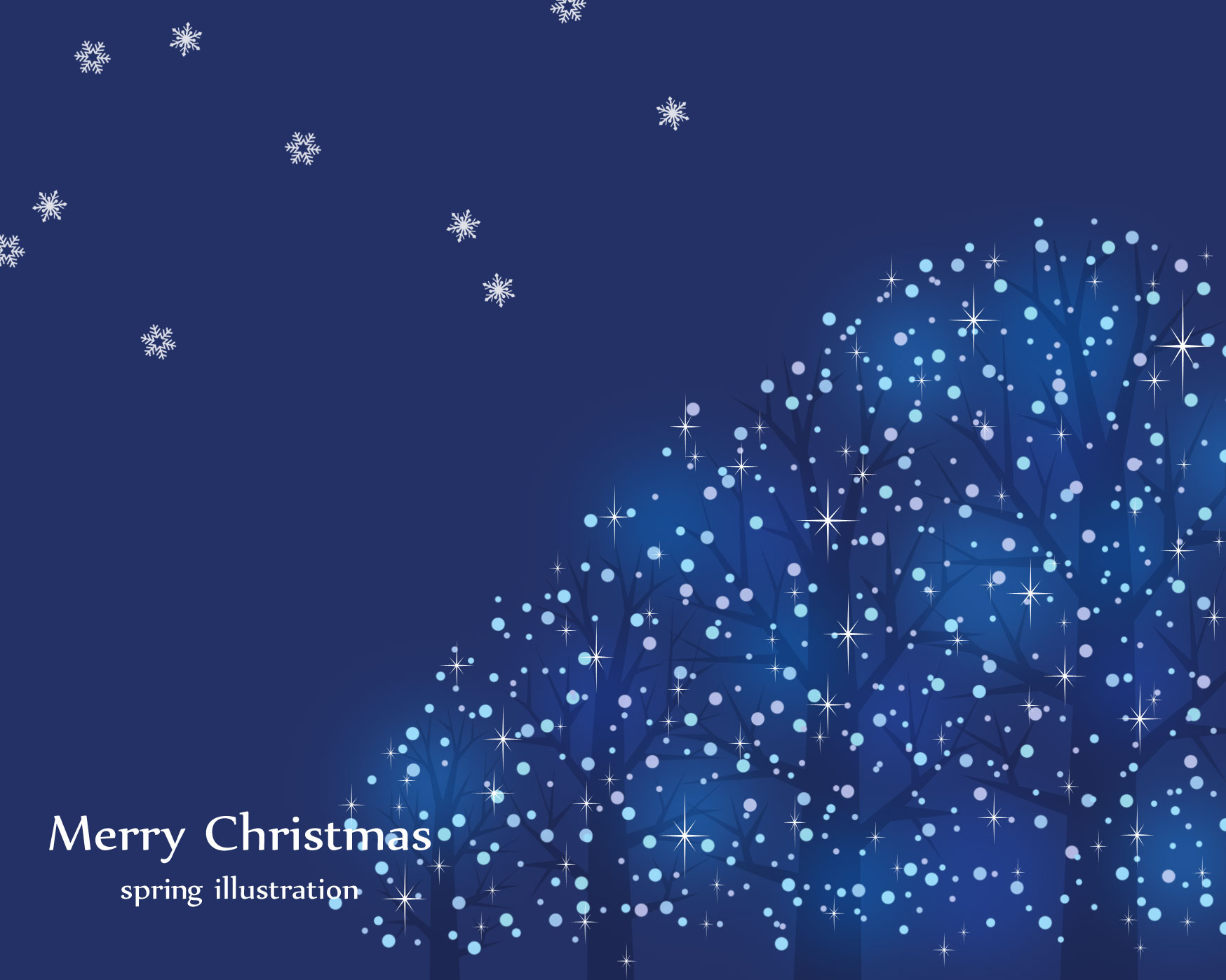 【ブルーイルミネーション】クリスマスのイラストPC壁紙・背景